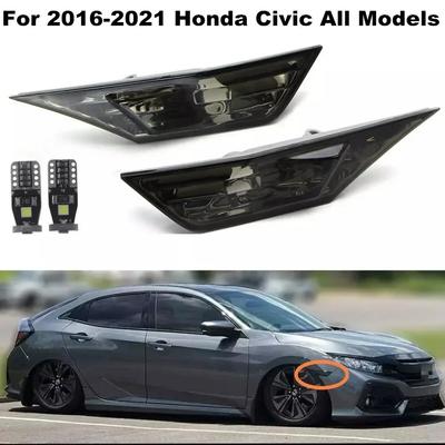 2 Stück Auto Blinkerlicht für Honda Civic 2016-2025 IP68 Wasserdicht Blinker Positionslicht Modifiziert Schwarz mit LED-Birne