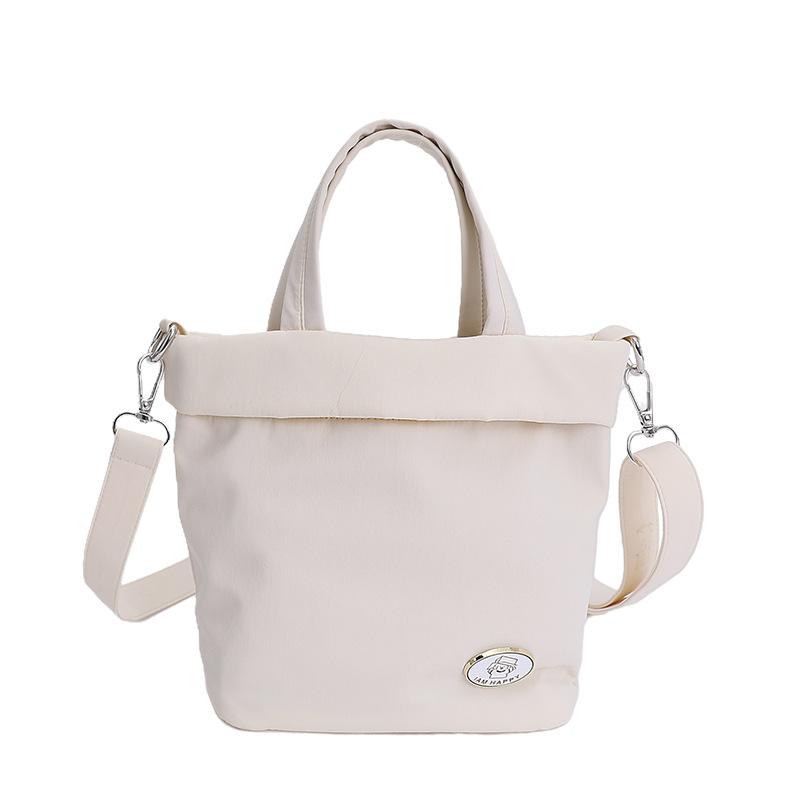 Casual Canvas Portable Bucket Bag New Go Out Solid Color Shoulder Niche Design Shoulder Small Satchel