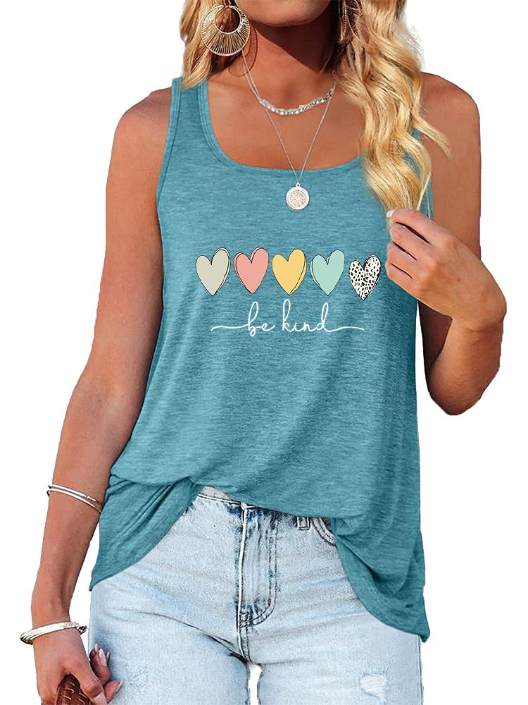 Women Fashion Print Sleeveless Top Summer Casual Loose Tank Top