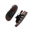 Spot version~ Summer new hollow lace-up Roman shoes for women to wear retro round head versatile platform beach sandals