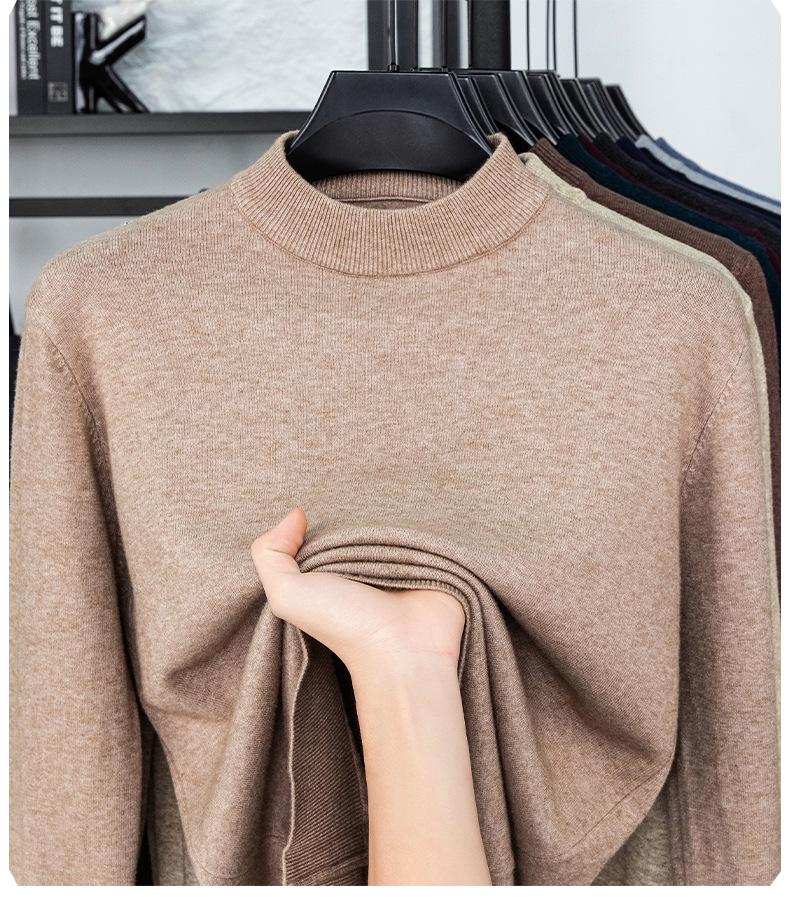 Men’s Autumn/Winter Half-High Collar Knitwear - Warm Inner Layer for Middle-Aged and Elderly