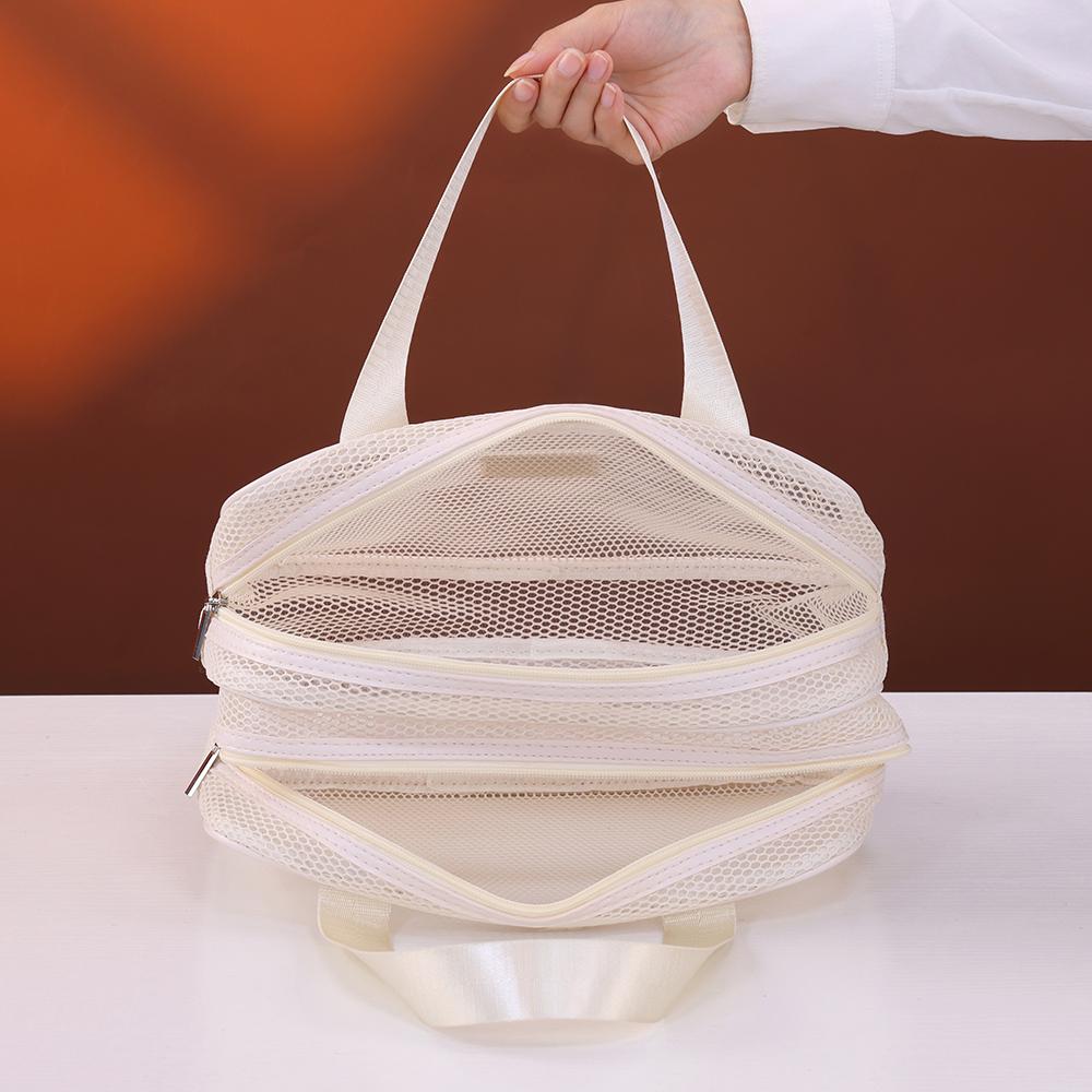 Large Capacity Breathable Mesh Cosmetic Bag Women Travel Toiletry Bag Portable Storage Bag for Outdoor Sports Makeup Pouch