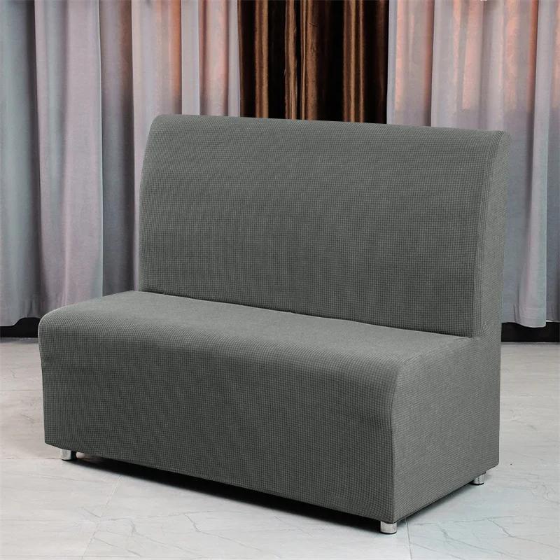 1PC Polar Fleece Armless Sofa Cover Elastic Restaurant Sofa Slipcover Solid Color Stretch Couch Cover for Bar Hotel Cafes Hotel