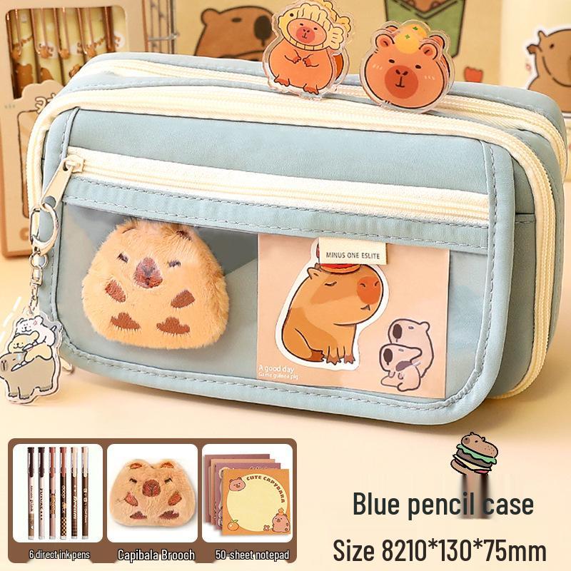 Piórnik Kapibara, Design 2024, Duża Pojemność, Unisex, dla Uczniów Szkolnych, Modna i Praktyczna Torba na Artykuły Papiernicze.