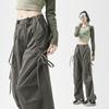 American Overalls Women's Spring and Autumn Hiking Pants High Waist Retro Loose Wide-leg Bow Casual Sports Cargo Pants