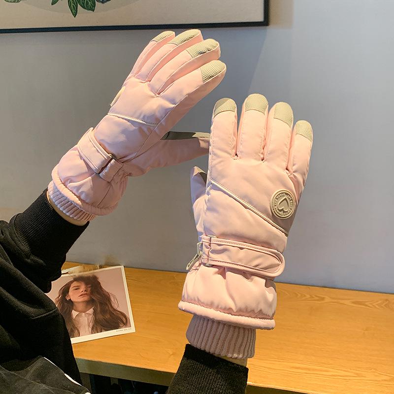 Women's Winter Ski Gloves: Velvet-Lined, Windproof, Warm, Touchscreen Compatible, Non-Slip Outdoor Cycling.