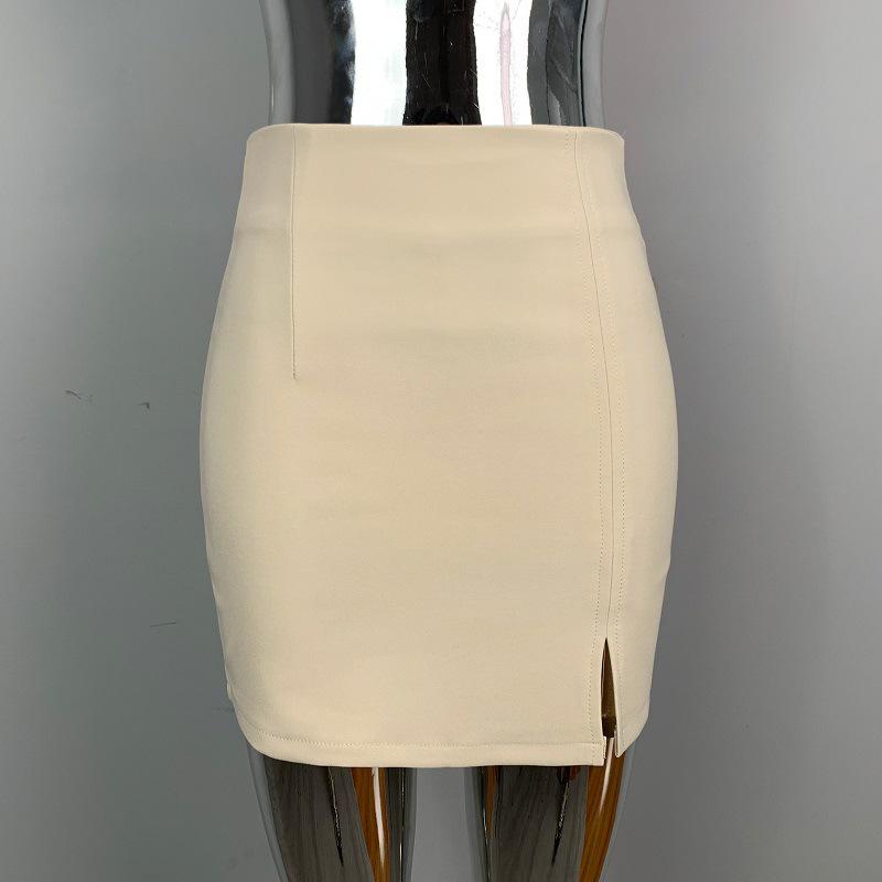 Korean Dongdaemun Stylish High-Waisted Elastic Slimming Slit Short Skirt for Women