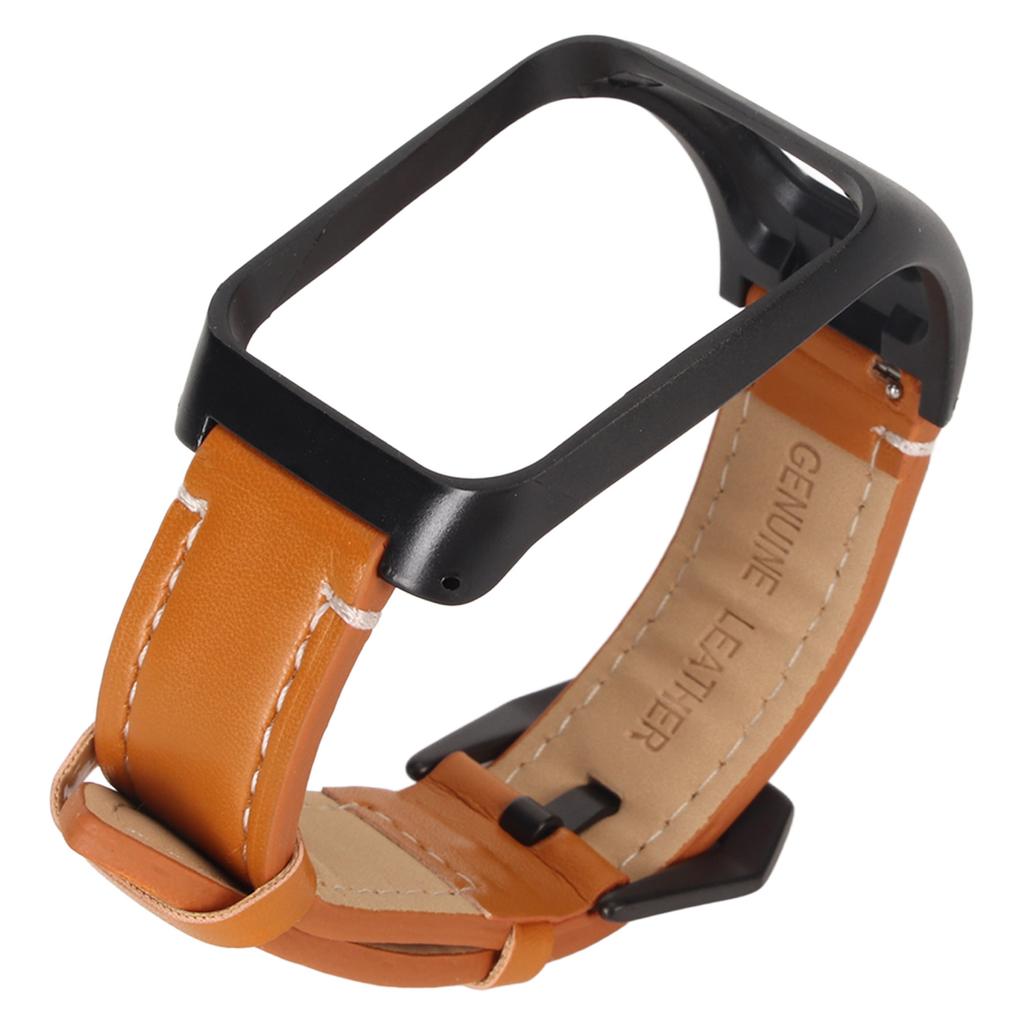 Watch Band Leather Quick Release Adjustable Vintage Watch Strap Replacement with Protector Case for TOMTOM Runner3
