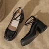 Mit Rock Mary Jane Französische High Heels Neue Herbst Retro Riemen Dicker Absatz JK Schuhe