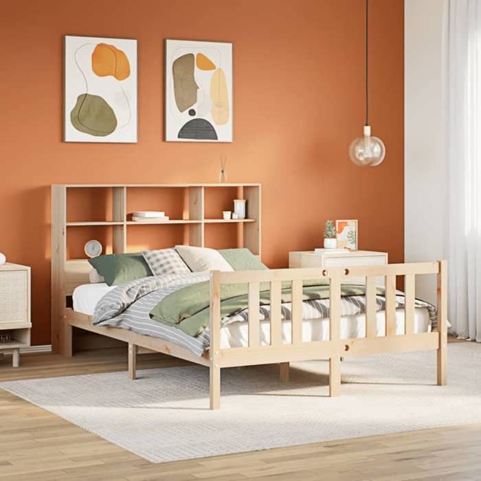 VidaXL Lit bibliothèque sans matelas 120x200 cm bois de pin massif, lit, meuble de chambre à coucher, lit avec rangement 3322313