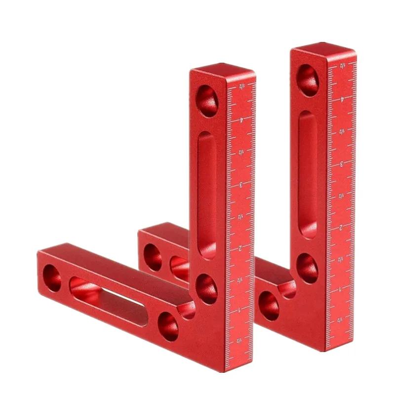 2pc 90 Degree Positioning Square Right Angle Clamp Aluminum L Block W/ Scale Woodworking Clamp Tool for Picture Frame Box Drawe