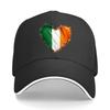 Ireland Flag Heart Print Baseball Cap Lightweight Snap Closure Flat Cap Adjustable Inelastic Coun Sandwich Baseball Cap