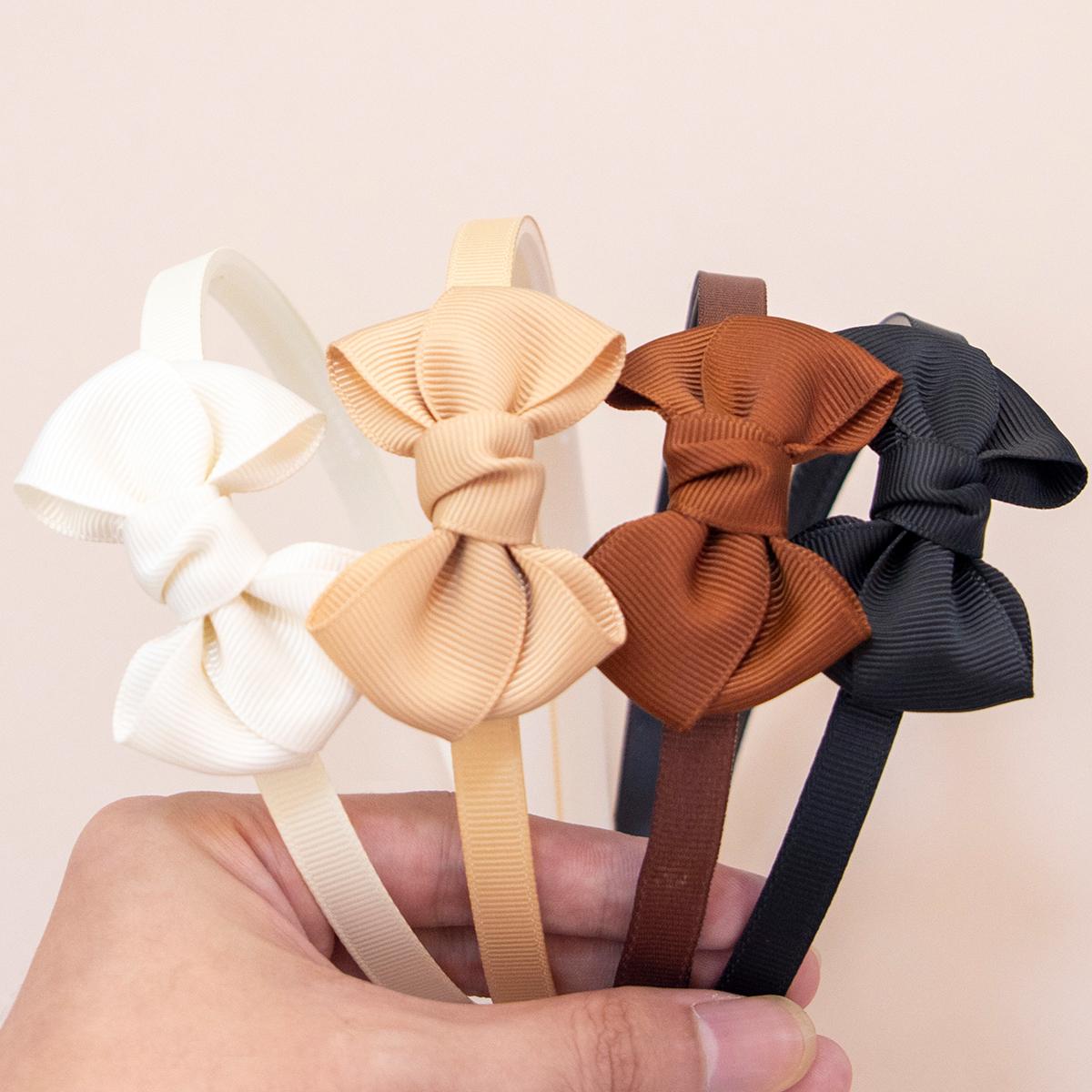 

4pcs Grosgrain Ribbon Hair Bows Headbands Plastic Teeth Hairbands Girls Headbands Children Kids Hair Accessories