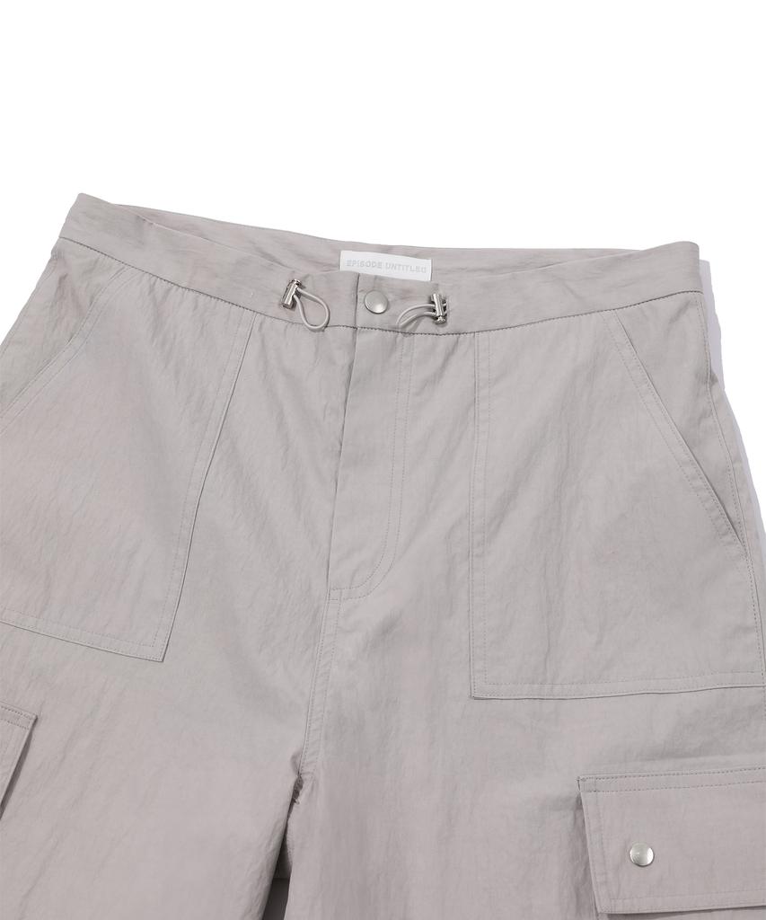 EPISODE UNTITLED String Logo Print Bermuda Cargo Pants_Grey