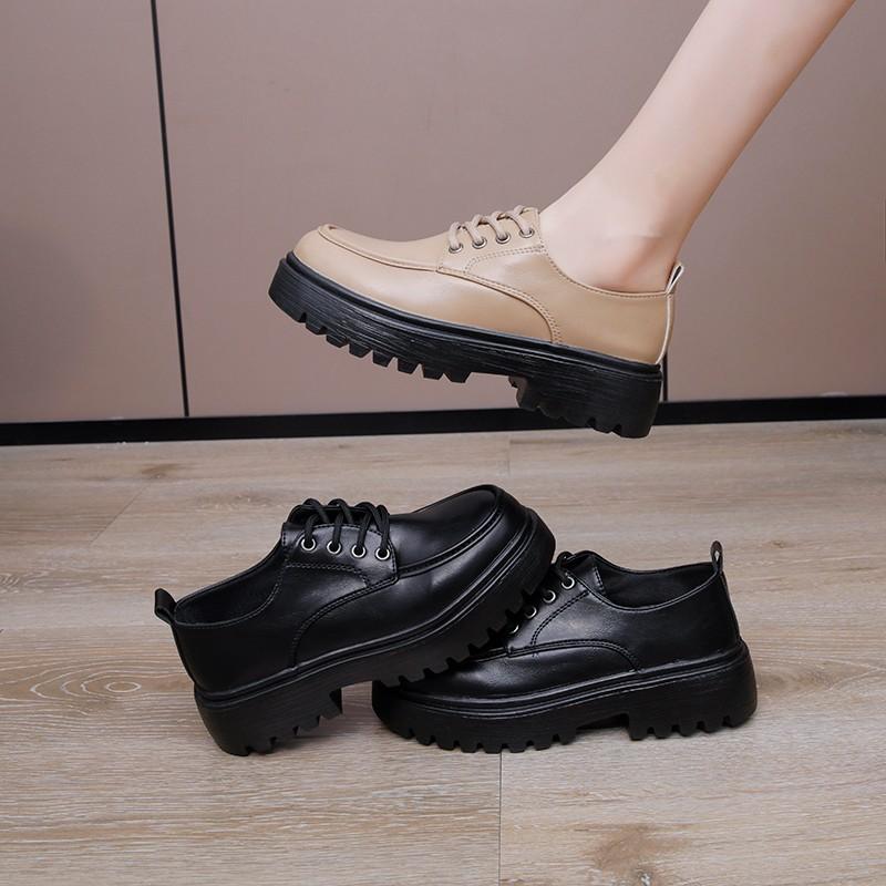 British women's fashion thick soled heightening not tired feet arch support comfortable soft shock absorption non-slip leisure sports leather shoes
