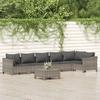 Vidaxl 7-Cz. Garten-Sitzgruppe, Kissen, Grau, Rattan PE