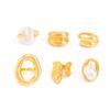 Ingemark 6Pcs/Set Boho Imitation Pearls Metal Ring Women Trendy Punk Irregular Geometry Hollow Wide Knuckle Ring Set New Jewelry