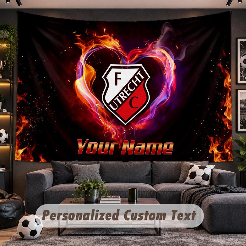 Wall Hanging Tapestry Custom NameFC Utrecht Pattern Personalized Printed Fabric Wall Decor