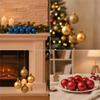24 Pieces Christmas Bauble 3 Cm Diameter Hanging with Metal Cap Glossy Ornament for Holiday