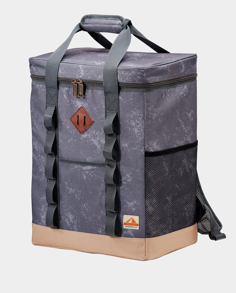 CAPTAIN STAG Insulated Cooler Soft Square Backpack with Mesh Camp Aging Gray x Bag, Cooler, Style, Pocket, Out, Tan, UE-640