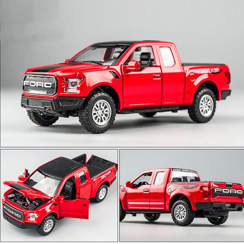 1/32 F150 Alloy Model samochodu Symulacja Raptor Pickup Dźwięk samochodu i światło drzwi