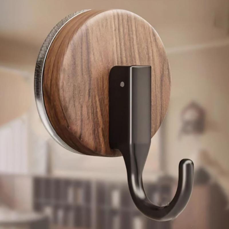 Walnut Wood Door Hook Strong Wall Mounted Single Hook No Drilling Clothes Adhesive Hook