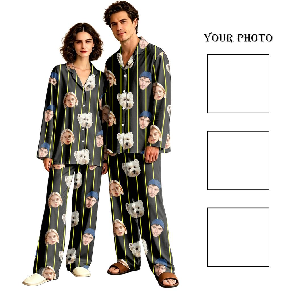 Unisex Casual Long Sleeve Pajama Set with Pants for Home Loungewear