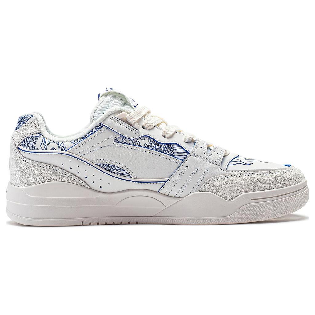 New LiNing Yuebai Qingying Anti Slip Wear Resistant Low Top Casual Shoes Unisex White Blue AGCS427-15
