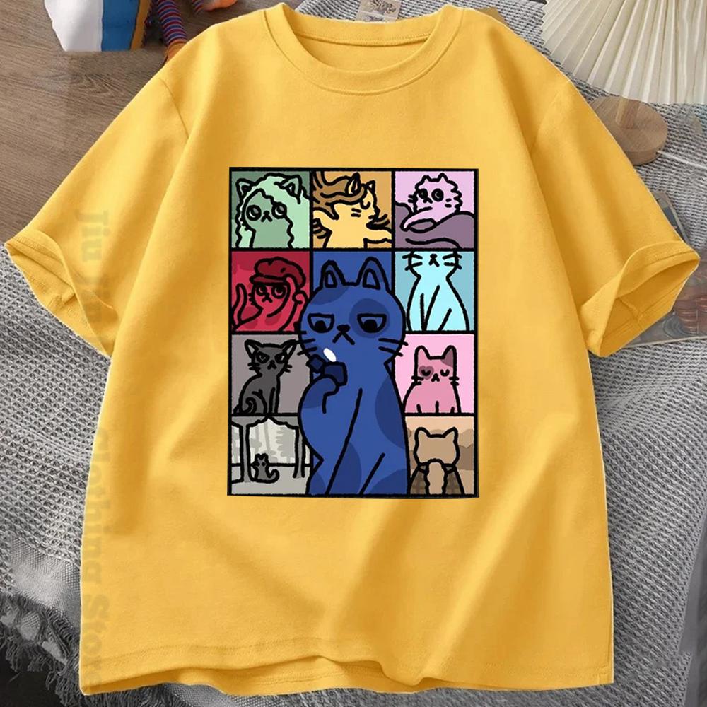 Men Summer Cotton T-Shirt Cartoon Cats Graphic Tops Tees Taylor Swif Clothing Short Sleeve Streetwear Women Harajuku T-Shirt