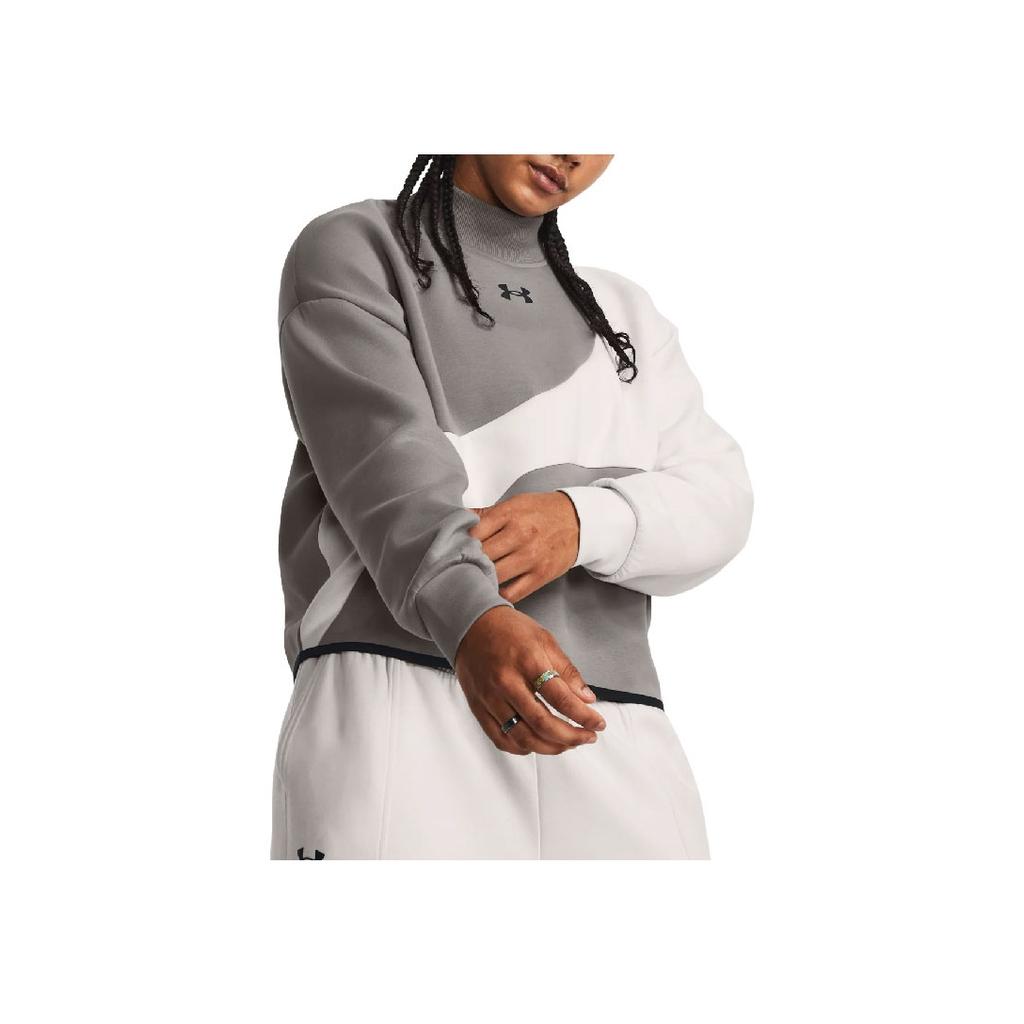 Under Armour Unstoppable Color Block Casual Sports Cropped Sweatshirt Women Sweatshirt Light-Gray 1379845-294