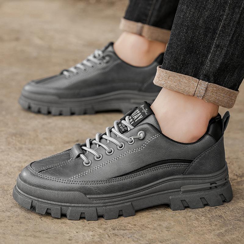 New Spring Men's Shoes Working Shoes Thick Sole Shoes Korean Style Fashion Casual Shoes Sports Trendy Single Shoes