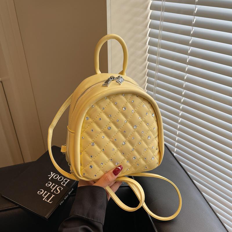 Mini backpack women's new fashion rhombus backpack summer leisure travel small bag