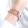 Surgical Steel 14K Gold Plated Pink Gold Coin Chain Two-Line Bracelet (S8038168)