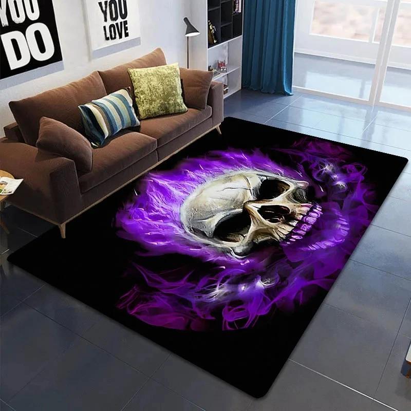 Dywan z nadrukiem płomiennej czaszki Dekoracja domu nastolatka Dywany do salonu Dywan do sypialni Kuchnia Mata podłogowa antypoślizgowa do łazienki Wycieraczka do przedpokoju