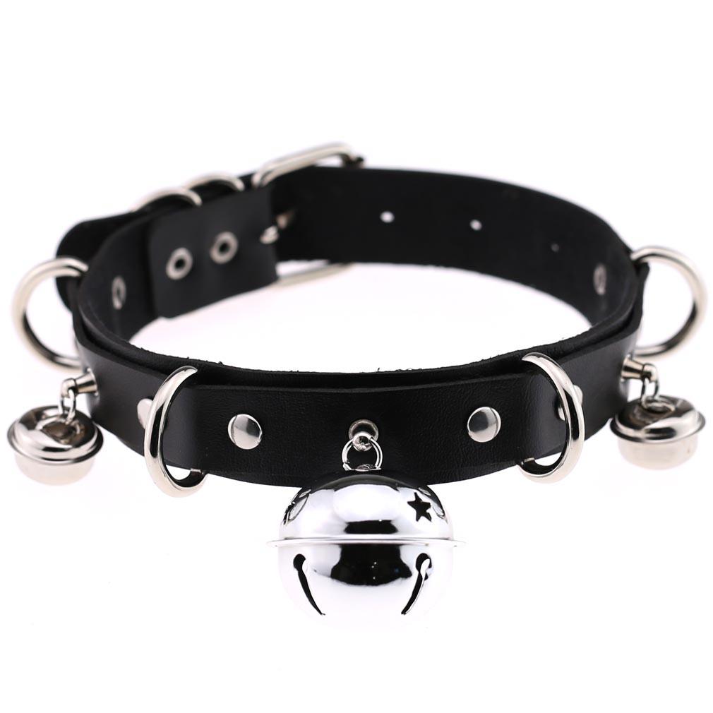 Big Bell Choker Collar For Women Girls Necklace  Metal Leather Chocker Goth Anime Cosplay Jewelry Accessories