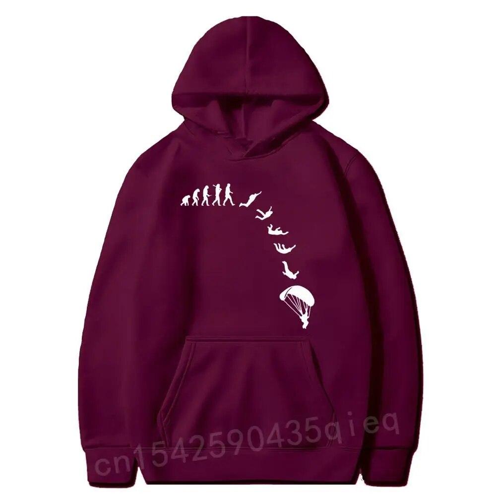 Novelty Parachute Parachute Jump Evolution Unisex's Hooded Unique Design Print Graphic Polyester Long Sleeve Sweatshirt Unisex Hooded