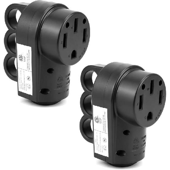 QWORK Nema 14-50P 50 Amp Male RV Replacement Plug, 125/250V Power Assembly Plug With Handle For Camper Trailer