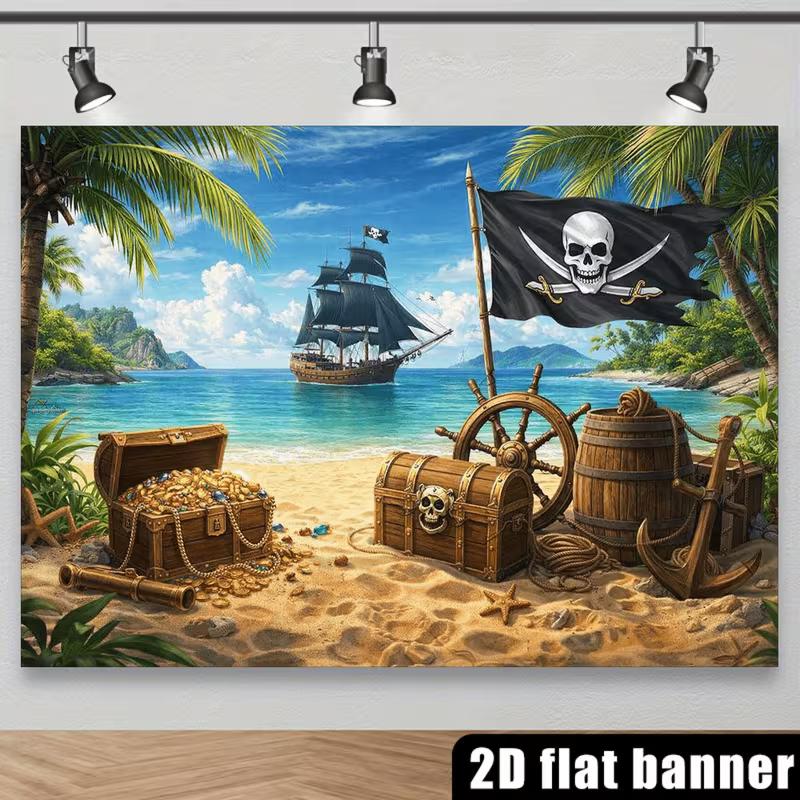 Fondo de Tesoro Pirata, Tela de Fondo de Playa Caribeña, Decoración de Fiesta