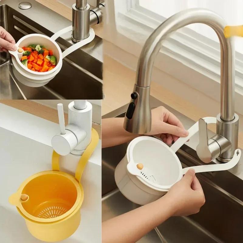 Hot Creative Sink Hanging Strainer Basket Openable Bottom Cover Quickly Drain Kitchen Garbage Filter Multifunctional Detachable
