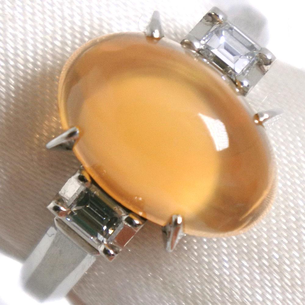 

Ring Orange Pt900Platinum/Mexican opal/diamond #5.6(US Size) 5.5g Women Used