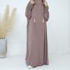 Muslim Long-sleeved Robe Top Double Hat Loose Long Dress Women