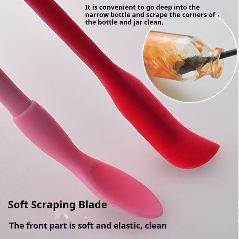 Spoon Food Grade Silicone Mini Pointed Spatula Avocado Paste Scraper/Cosmetic Jar & Cooking Can Inner Wall Cleaning Long Spatula