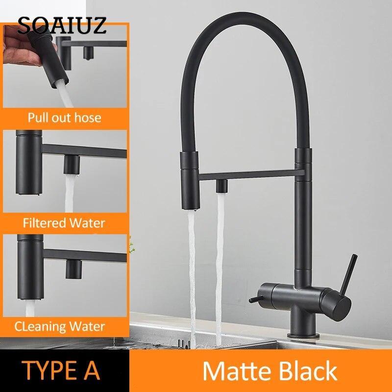 Black Grey Filtered Kitchen Faucet Water Filter Kitchen Faucets Filter Faucet Mixer Water Purification Water Drinking Water Taps