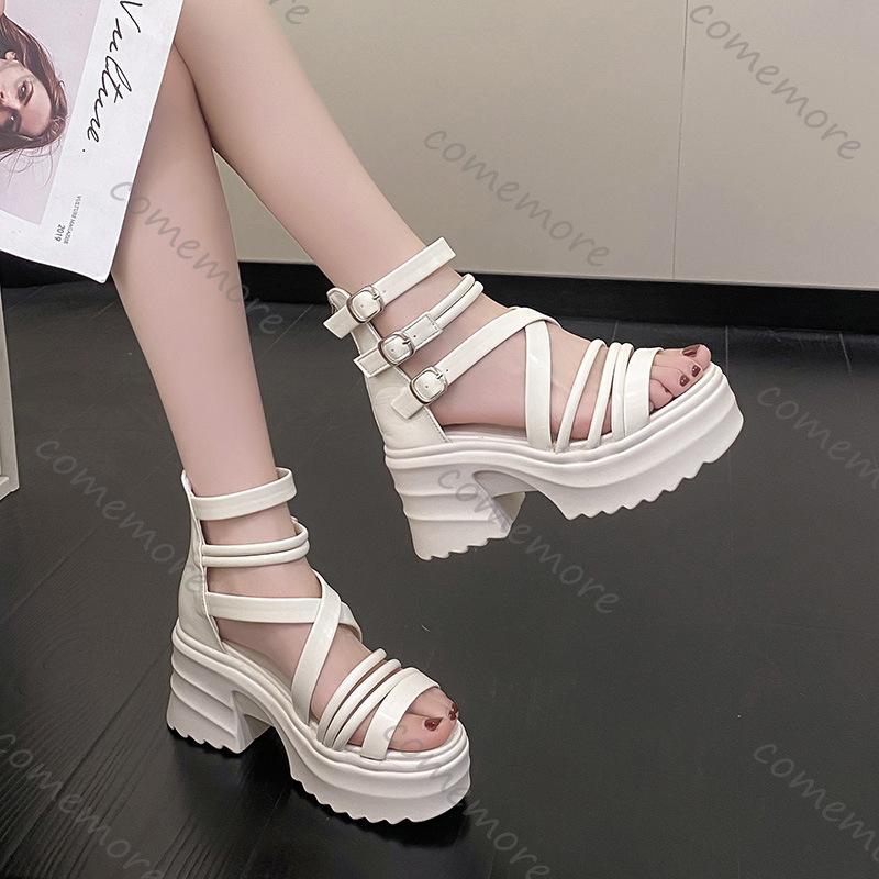 Fashion Comemore Summer Sandals 9CM Wedge Heels New Women Beach Thick Bottom Black Open Toe Casual Roman Shoes Ladies Heeled Sandales