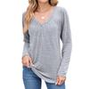 New Autumn and Winter Pleated V-neck Loose Long-sleeved T-shirt Top for Women