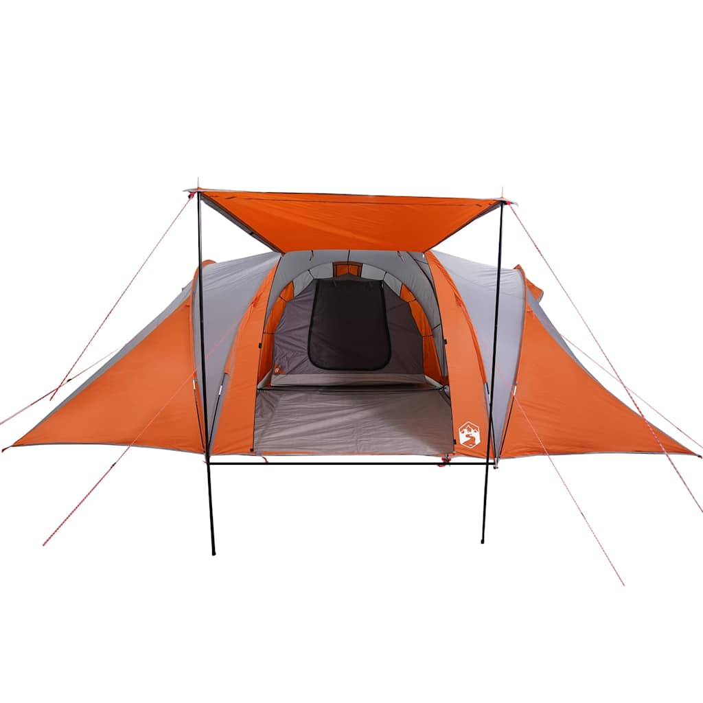 Dome Family Tent for 6 Persons Grey and Orange Waterproof