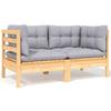 Vidaxl 6-Cz. Garden Lounge Set, Grey Cushions, Pine