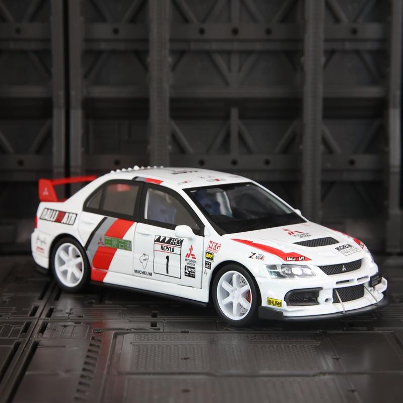 cwtnuk1 1:32 Simulation Mitsubishi EVO 9 Racing Car Model 6 Doors Openable Sound Light Pull Back Alloy Vehicle Toy Kids Gift Decoration