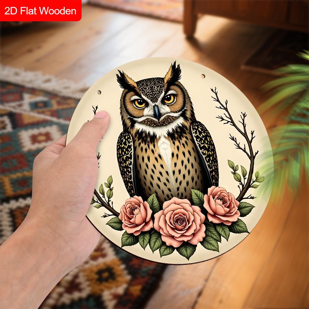 4 Different Styles of Wooden Sign with Owls Pattern, Unique Decorative Plaques for Front Door, Wall Hanging Decor, Ideal Gift for Friend & Family