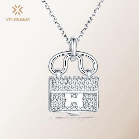 

Vinregem Classic 100% пройденный тест с бриллиантом из стерлингового серебра 925 пробы VVS1, настоящий муассанит, драгоценный камень, свадебное ожерелье с подвеской для помолвки, ювелирные украшения белый